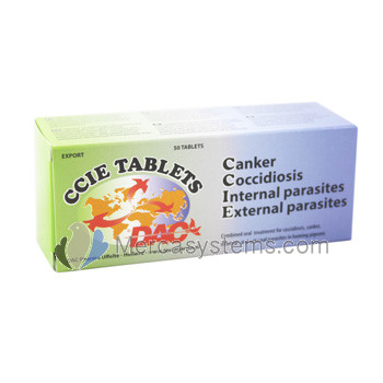 DAC CCIE 50 Tabs, (combined treatment for coccidiosis, canker, internal-external parasites in pigeons)