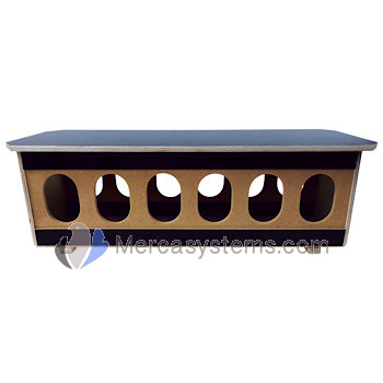 12-hole wooden feeder and hinged lid. For pigeons