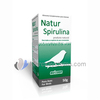 Avizoon Natur Spirulina 50gr, (Rich in beta-carotene, it enhances the natural color of the feathers). 