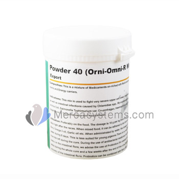 Pigeons Produts and Supplies: Powder 40 (Orni-Omni-R Mix) 100 gr, (against very severe respiratory and intestinal infections)