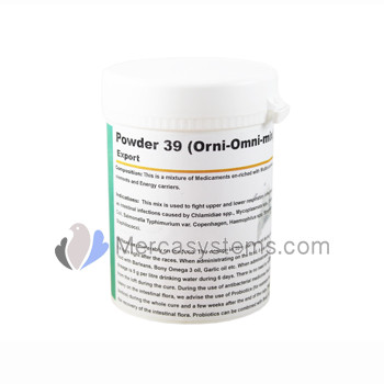 Pigeons Produts and Supplies: Powder 39 (Orni-Omni-R Mix) 100 gr, (against respiratory and intestinal infections)