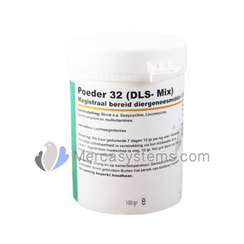 Pigeons Produts and Supplies: Powder 32 (DLS-Mix) 100gr, (extra strong treatment against severe respiratory infections)