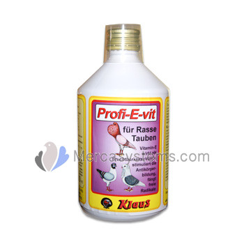 Klaus Profi-E-vit 500ml, water soluble vitamin E-preparation, (improves fertility). Pigeons and Birds