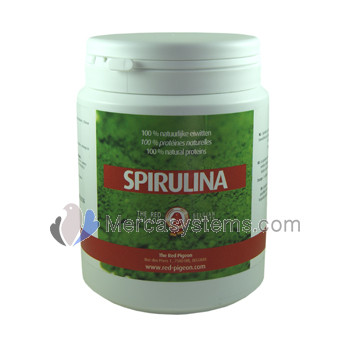 The Red Pigeon Spirulina 300 gr, (a natural green algae with a protein content over 55%). 