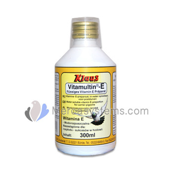 Klaus Vitamultin-E 300ml, water soluble vitamin E-preparation, (improves fertility). Pigeons and Birds